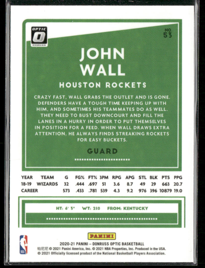 John Wall 2020-21 Donruss Optic #53 Houston Rockets