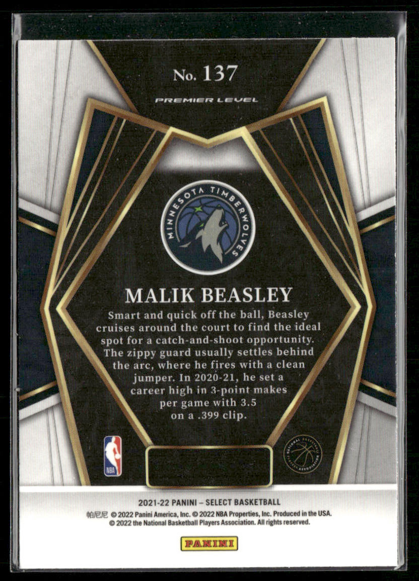 Malik Beasley 2021-22 Panini Select #137 Minnesota Timberwolves