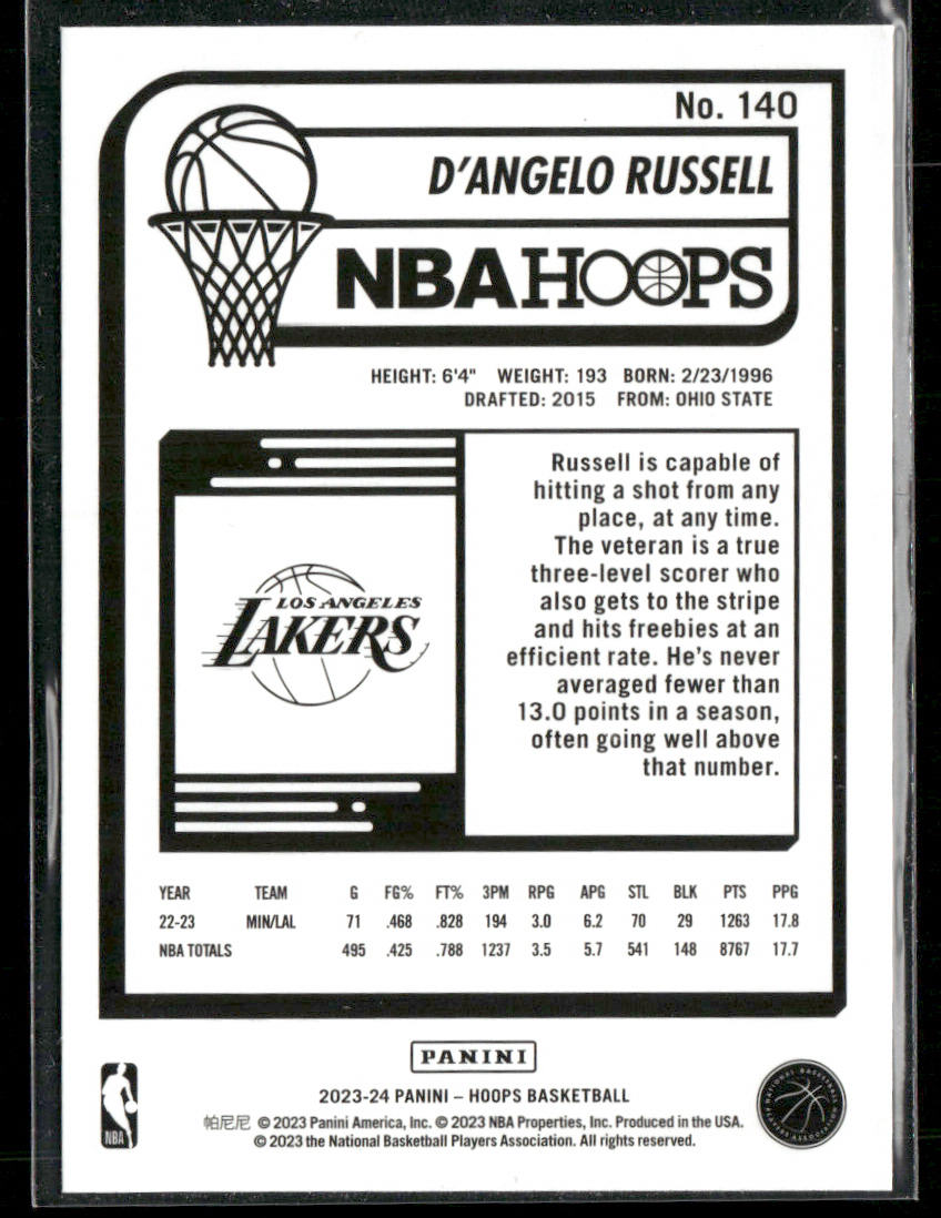 D'Angelo Russell 2023-24 Hoops #140 Los Angeles Lakers