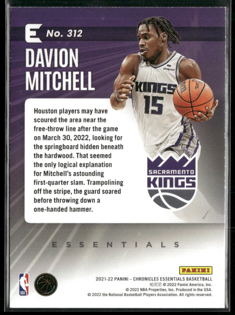 Davion Mitchell 2021-22 Panini Chronicles #312 Sacramento Kings