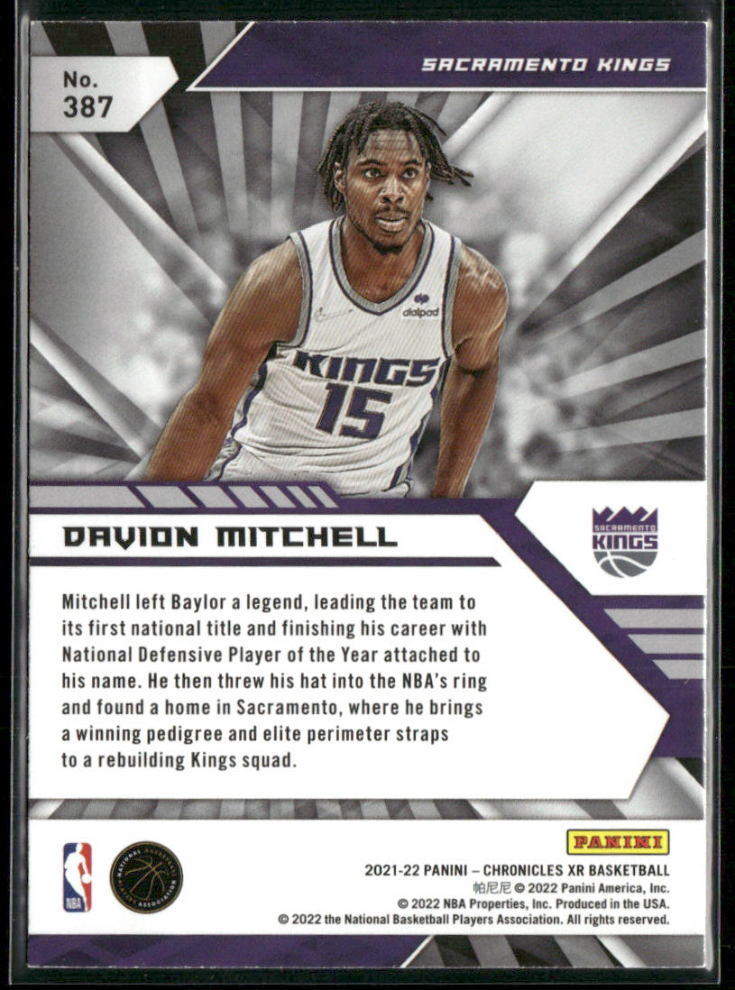 Davion Mitchell 2021-22 Panini Chronicles #387 Sacramento Kings