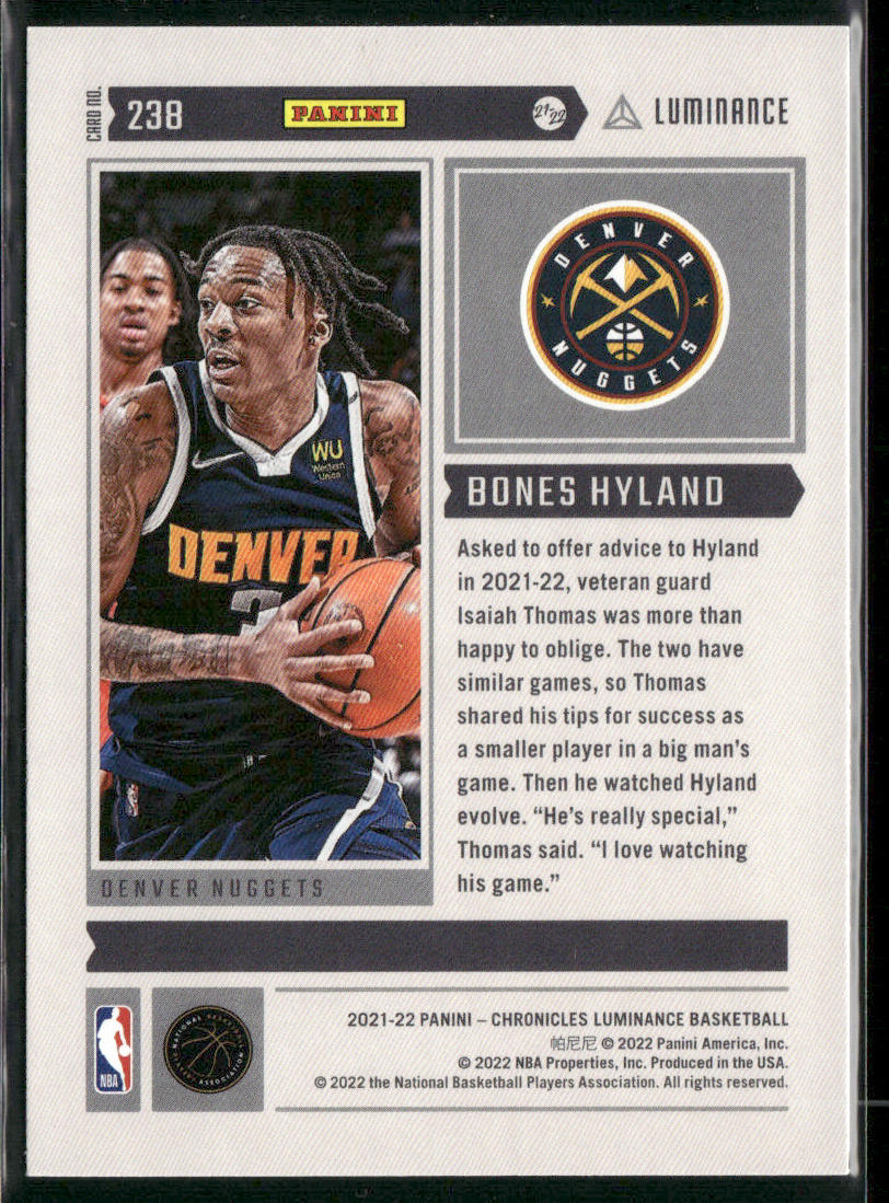 Bones Hyland 2021-22 Panini Chronicles #238 RC Denver Nuggets