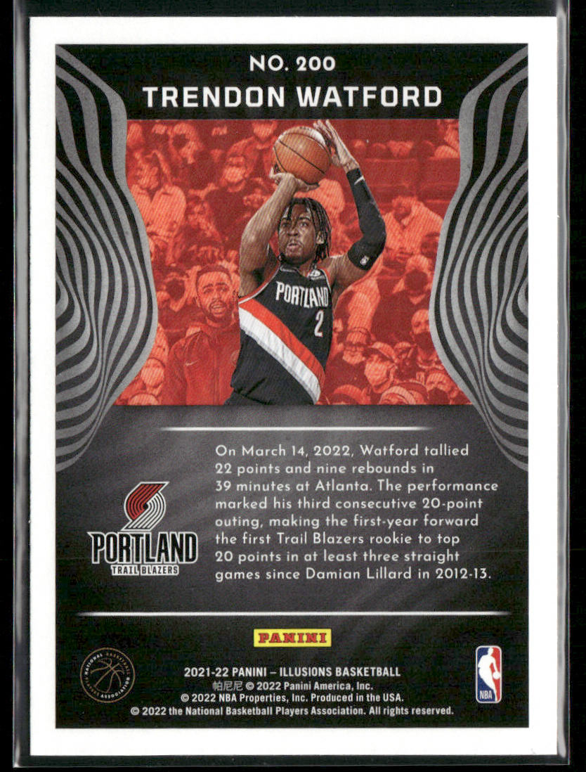 Trendon Watford 2021-22 Panini Illusions #200 RC Portland Trail Blazers