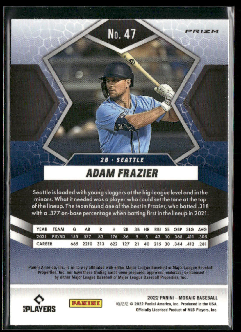 Adam Frazier 2022 Panini Mosaic Reactive Orange Mosaic #47 Seattle Mariners