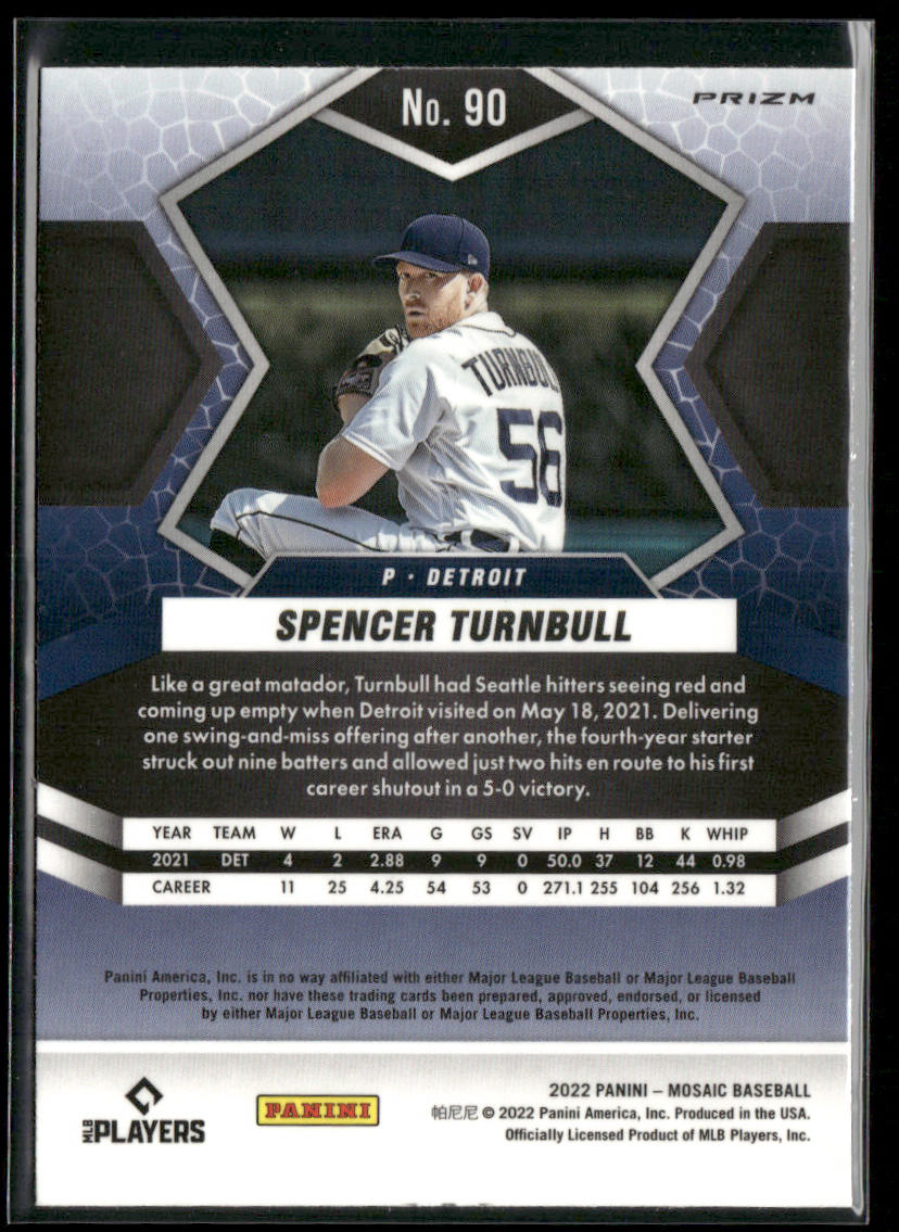 Spencer Turnbull 2022 Panini Mosaic Silver Prizm #90 Detroit Tigers