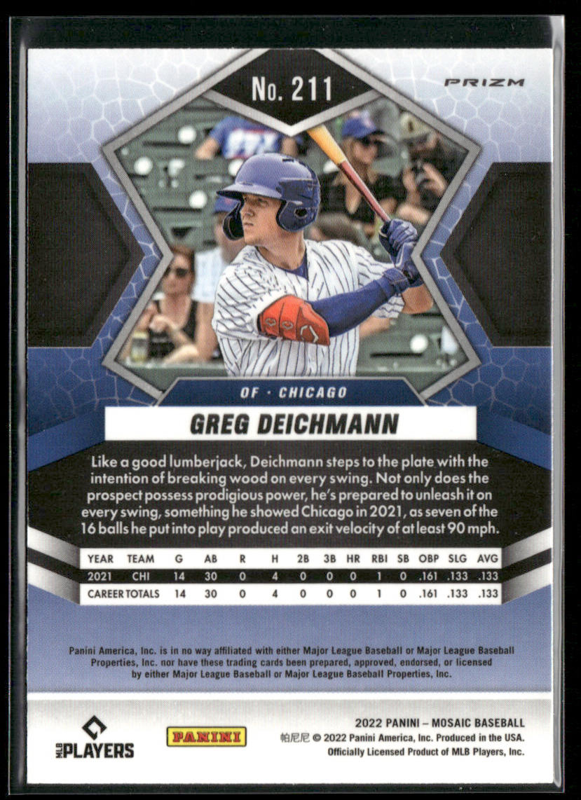 Greg Deichmann 2022 Panini Mosaic Green Mosaic #211 Chicago Cubs