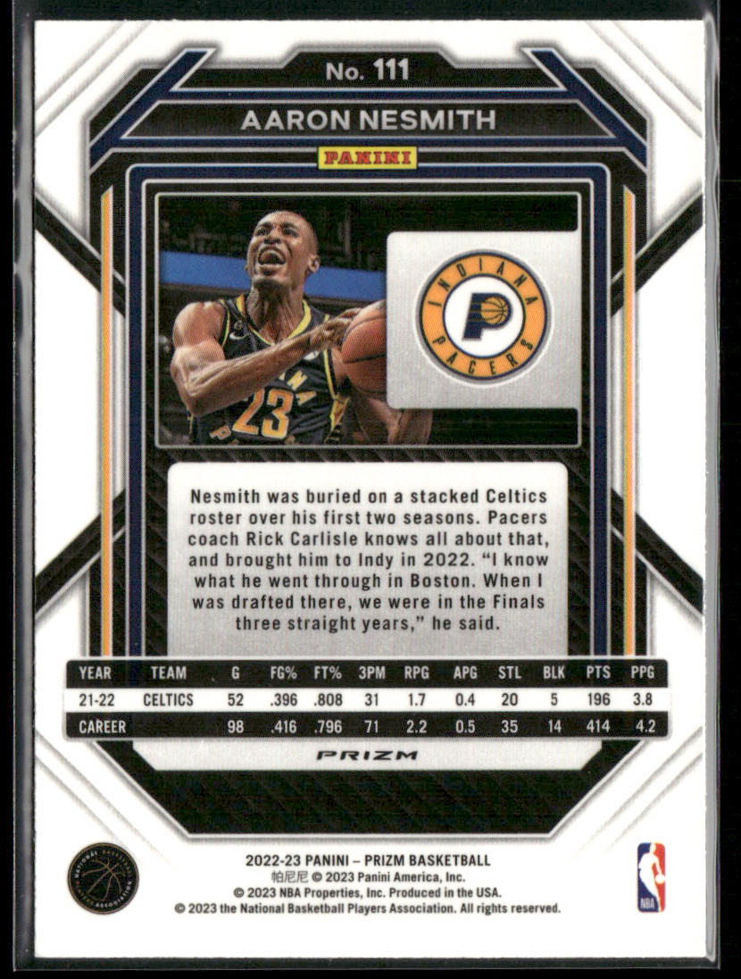 Aaron Nesmith 2022-23 Panini Prizm Prizms Ice #111 Indiana Pacers