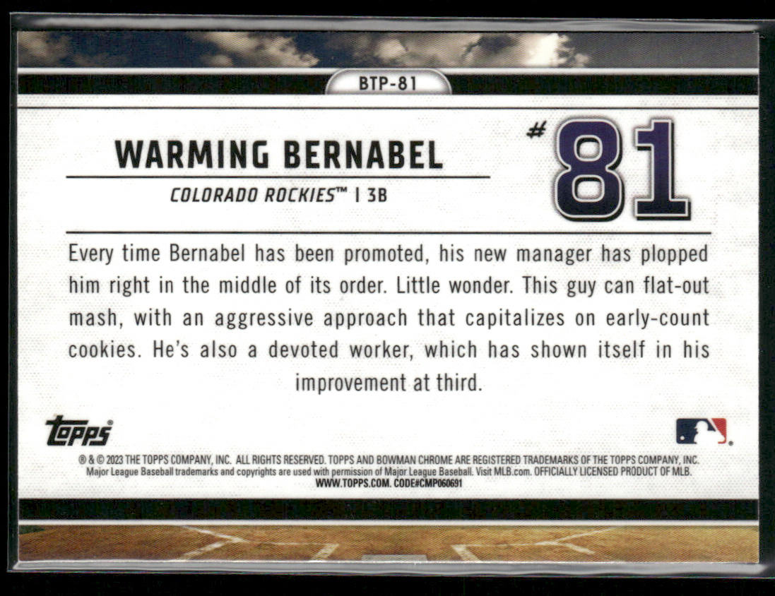 Warming Bernabel 2023 Bowman Bowman Scouts Top 100 #BTP-81 Colorado Rockies