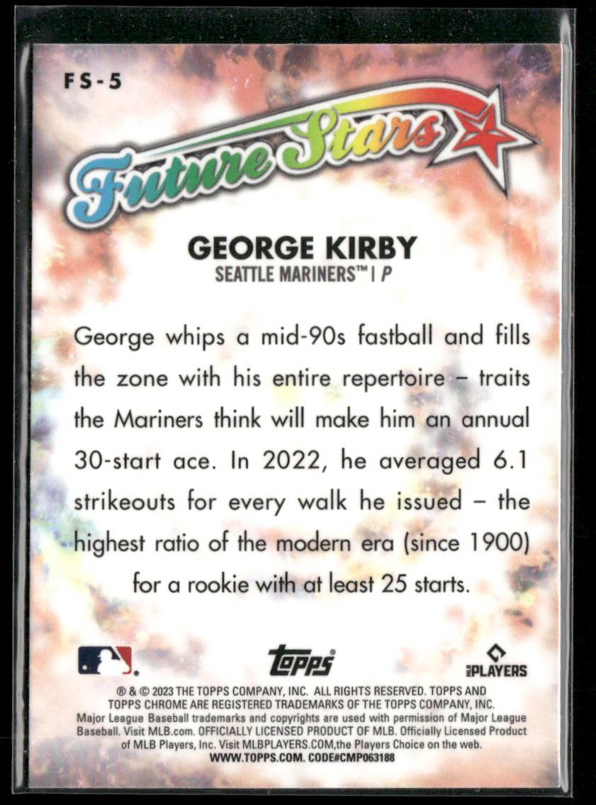 George Kirby 2023 Topps Chrome Future Stars #FS-5 Seattle Mariners back