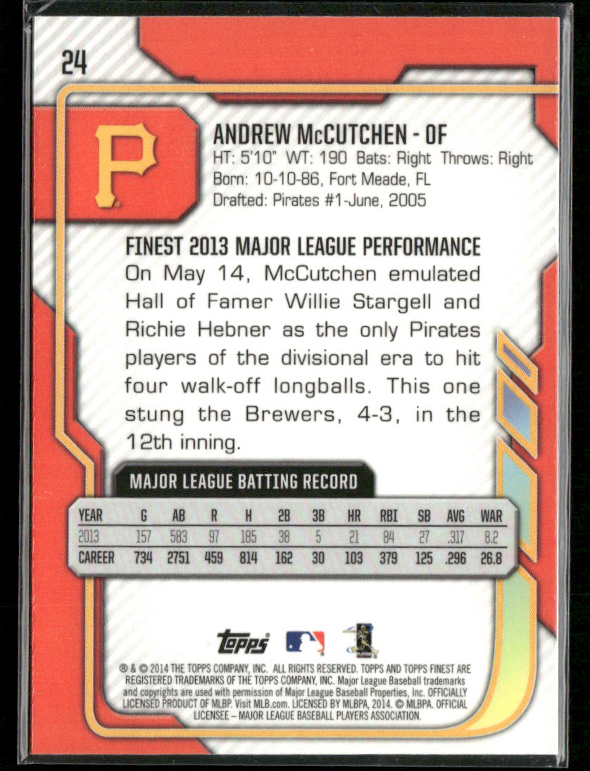 Andrew McCutchen 2014 Finest #24 Pittsburgh Pirates
