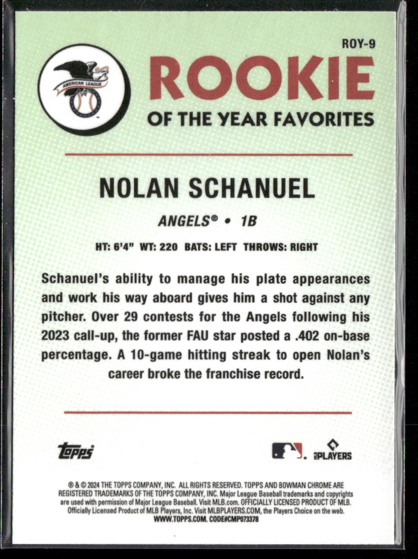 Nolan Schanuel 2024 Bowman Rookie of the Year Favorites Mojo Refractors #ROY-9