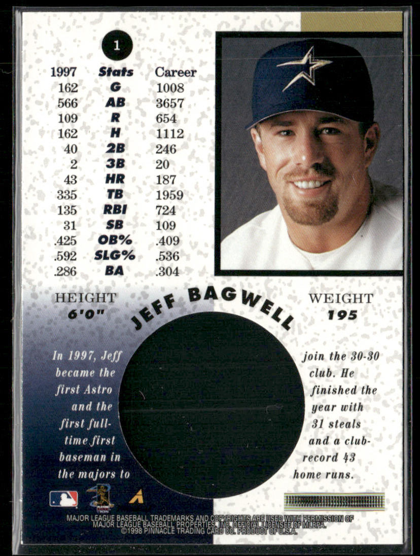 Jeff Bagwell 1998 Pinnacle Mint Collection #1 Houston Astros back
