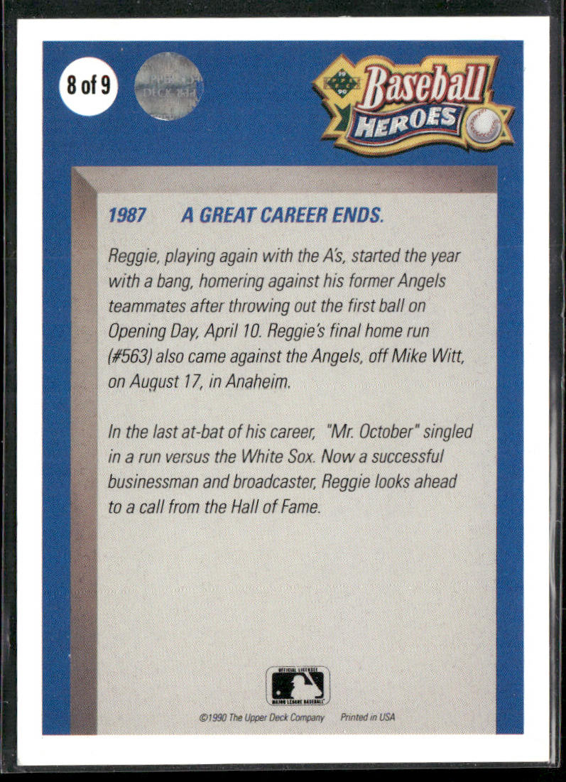 Reggie Jackson 1990 Upper Deck Baseball Heroes: Reggie Jackson #8 Athletics