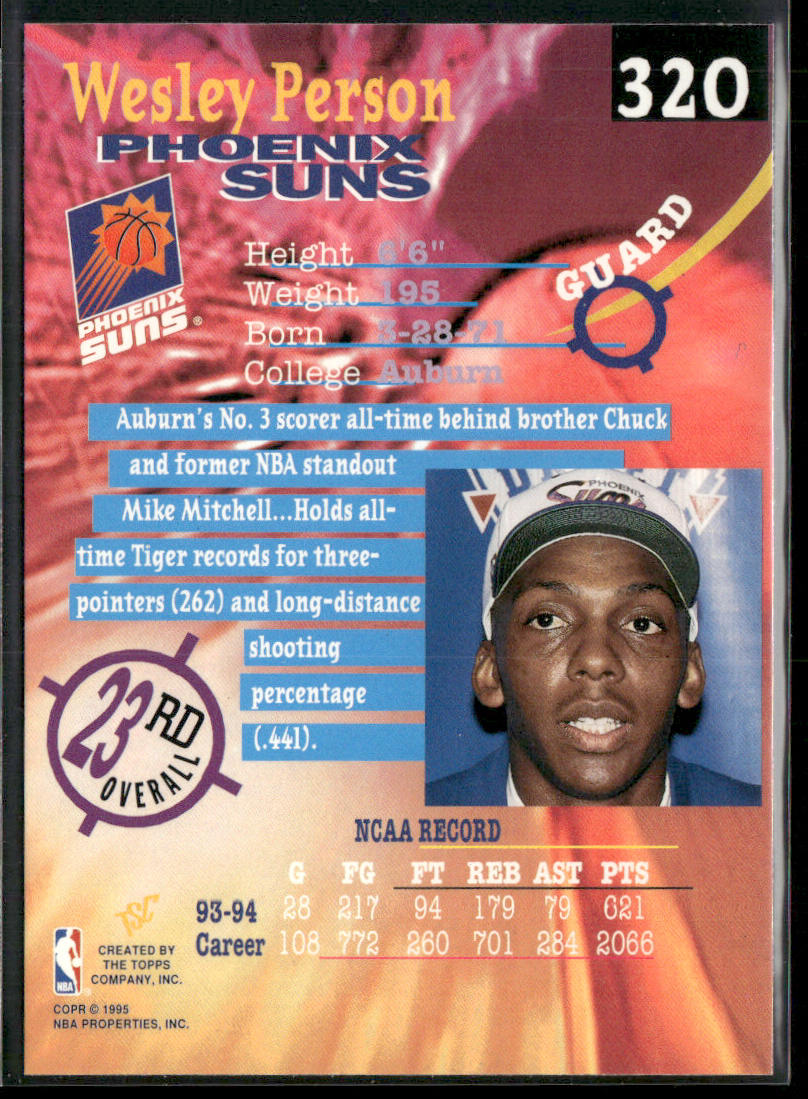 Wesley Person 1994-95 Stadium Club #320 RC Phoenix Suns