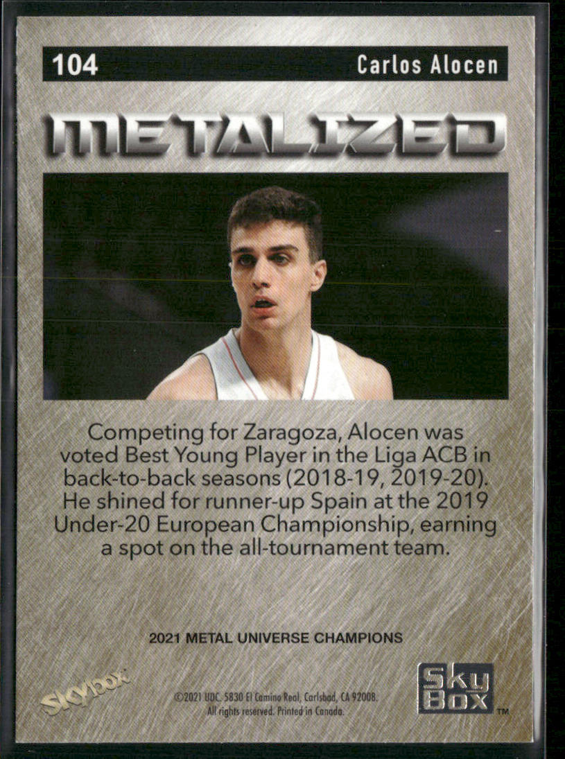 Carlos Alocen 2021 SkyBox Metal Universe Champions #104 back