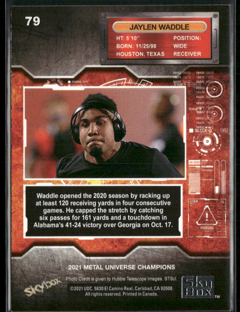 Jaylen Waddle 2021 SkyBox Metal Universe Champions #79