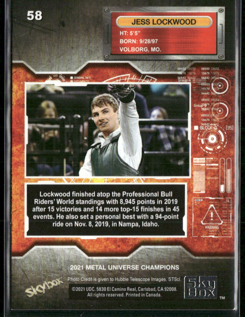 Jess Lockwood 2021 SkyBox Metal Universe Champions #58