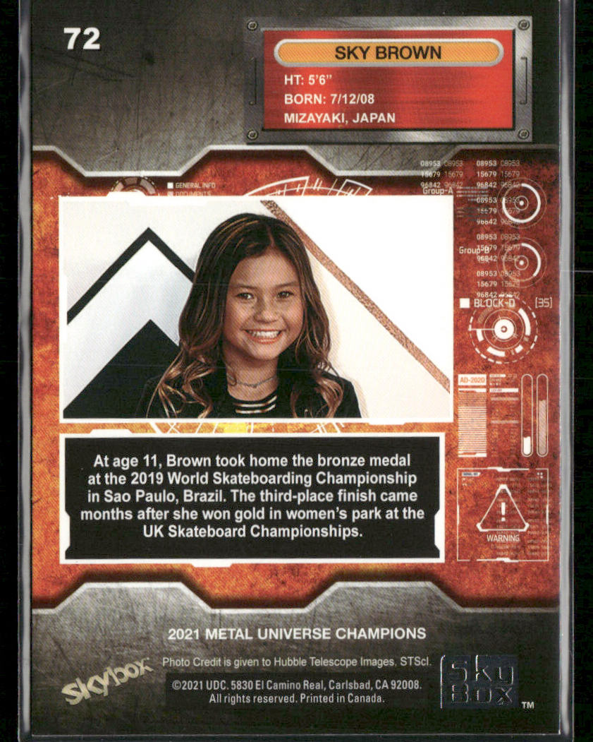 Sky Brown 2021 SkyBox Metal Universe Champions Copper #72 RC
