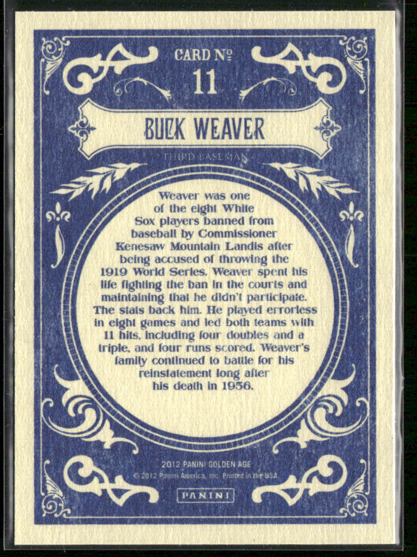 Buck Weaver 2012 Panini Golden Age #11 Chicago White Sox