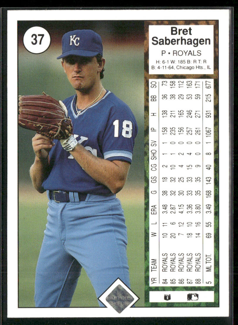 Bret Saberhagen 1989 Upper Deck #37 Kansas City Royals