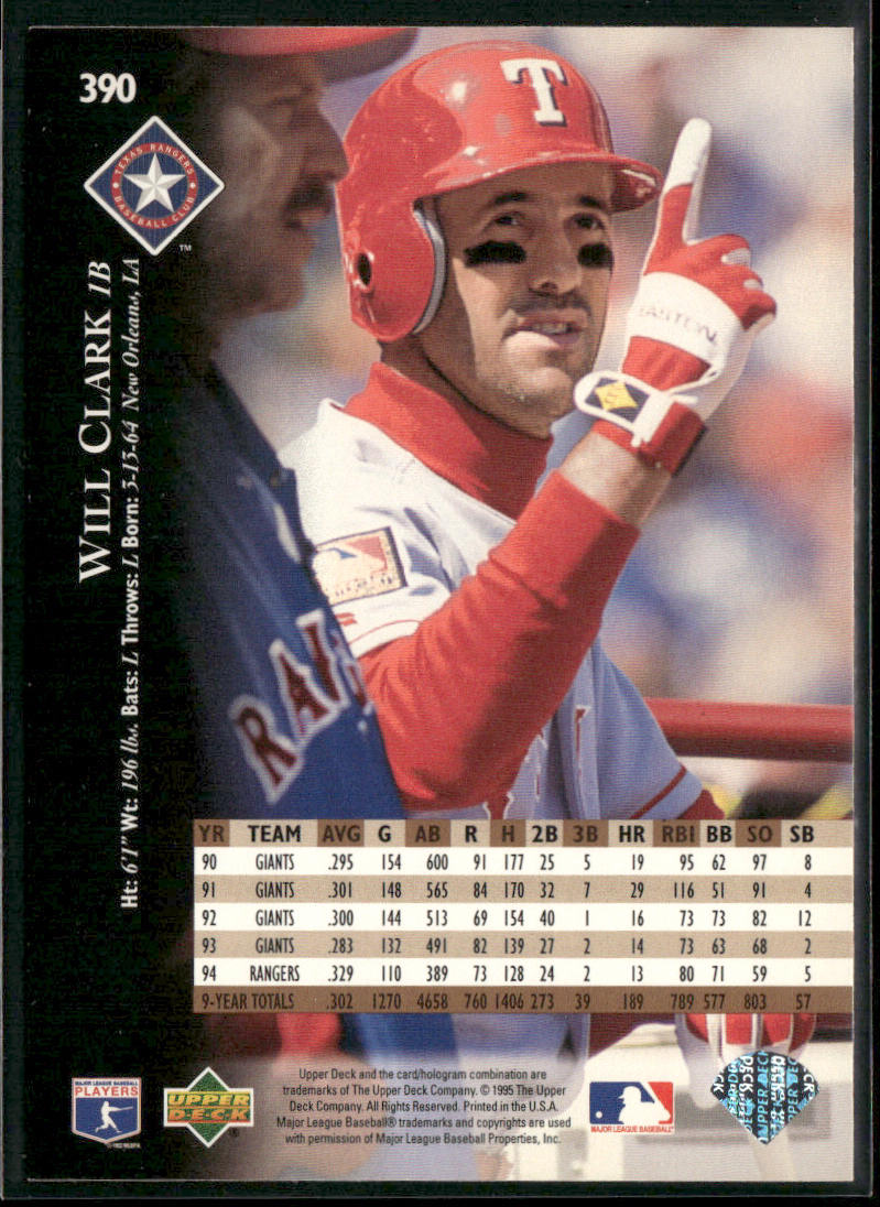 Will Clark 1995 Upper Deck #390 Texas Rangers
