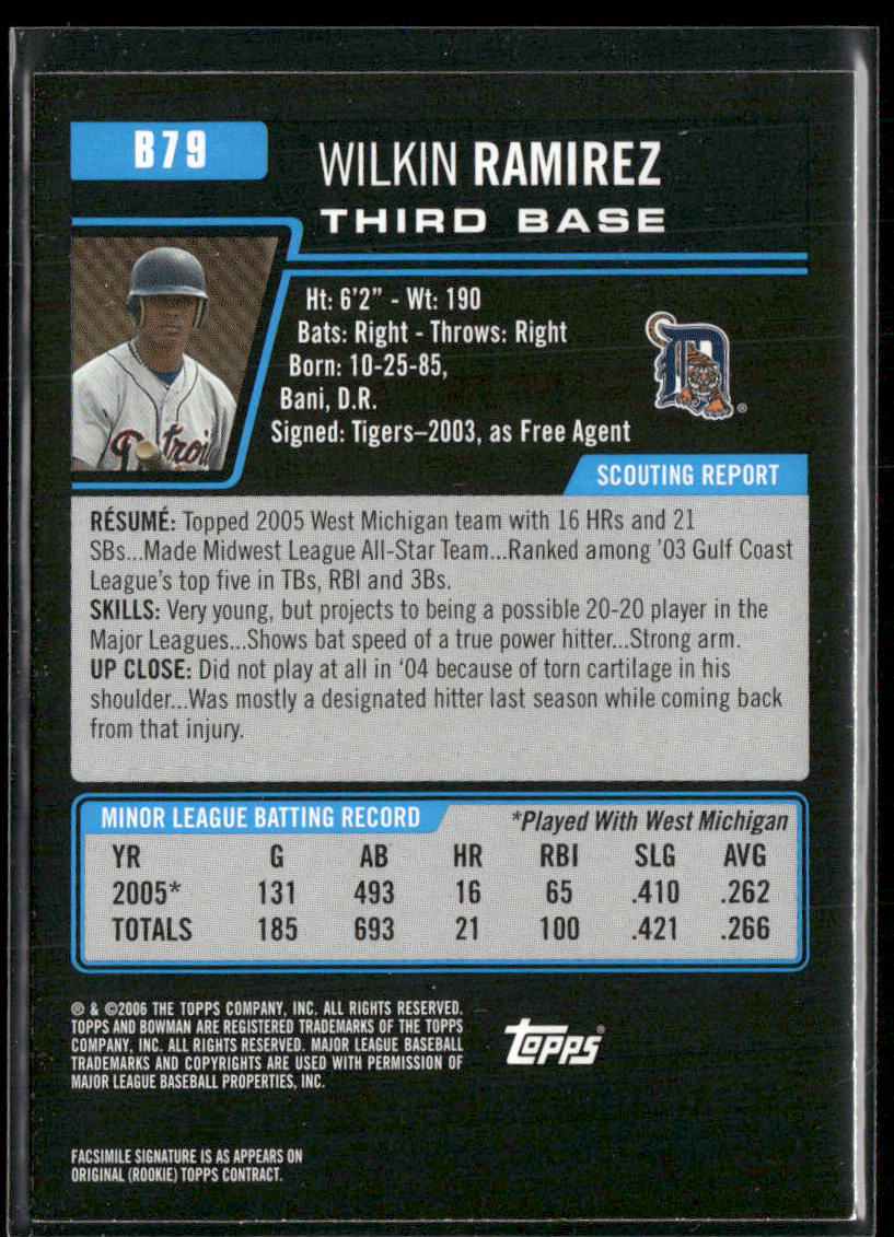 Wilkin Ramirez 2006 Bowman Prospects #B79 Detroit Tigers