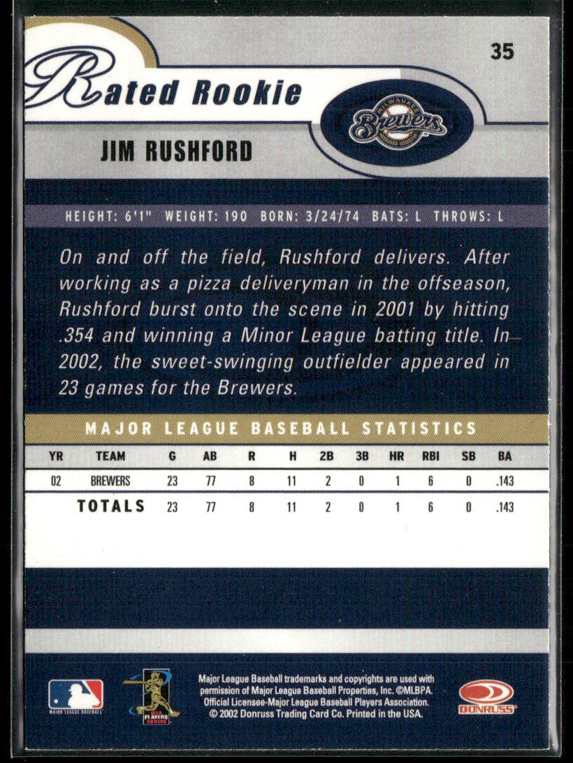 Jim Rushford 2003 Donruss #35 Milwaukee Brewers
