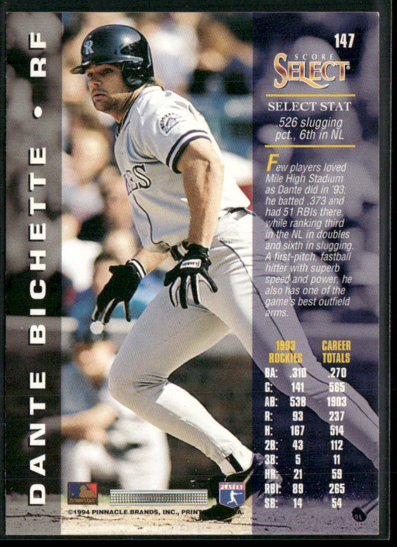Dante Bichette 1994 Select #147 Colorado Rockies