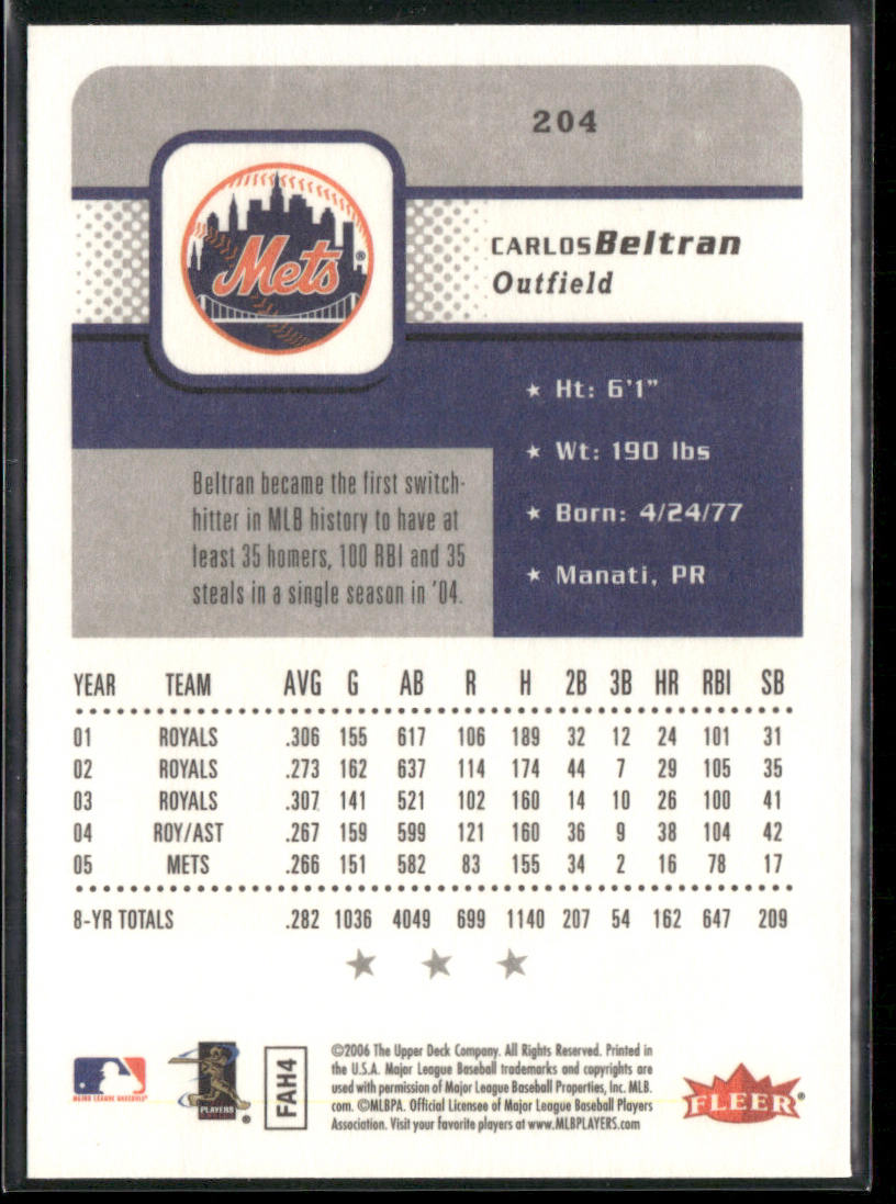 Carlos Beltran 2006 Fleer #204 New York Mets