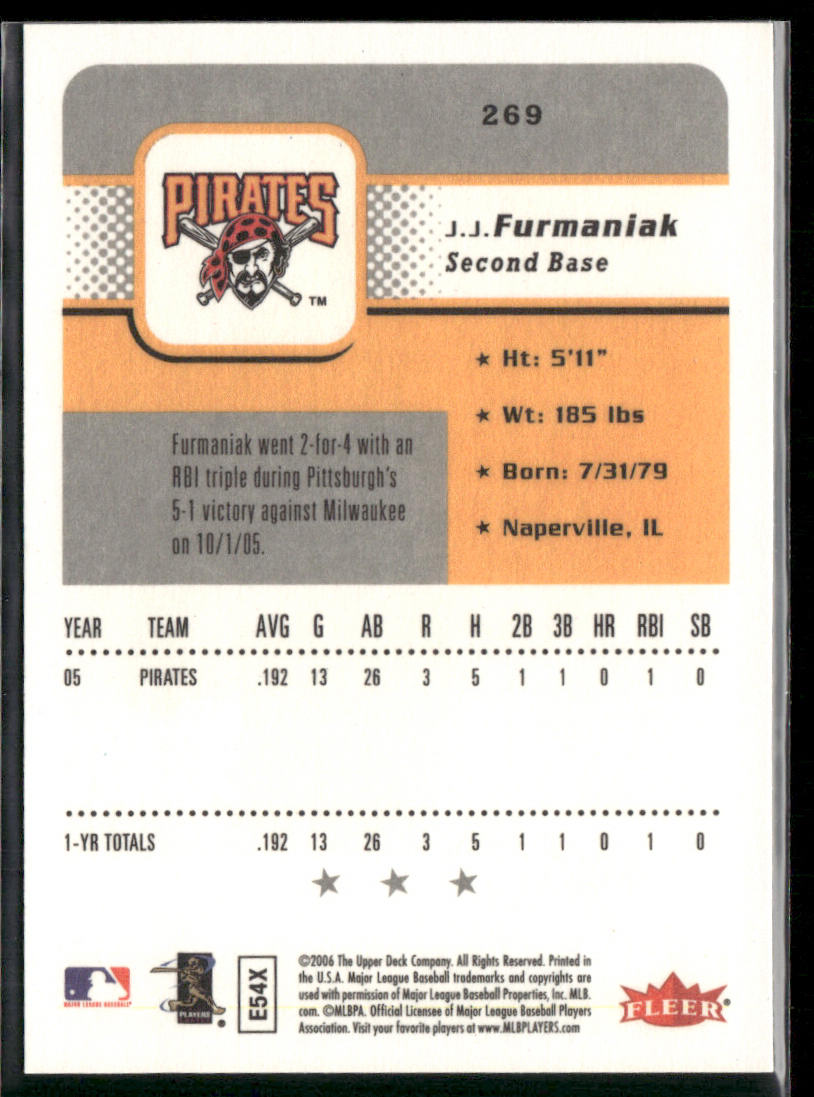 J.J. Furmaniak 2006 Fleer #269 RC Pittsburgh Pirates