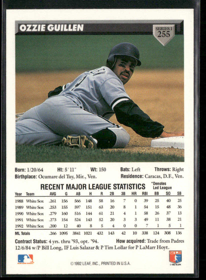 Ozzie Guillen 1993 Donruss #255 Chicago White Sox