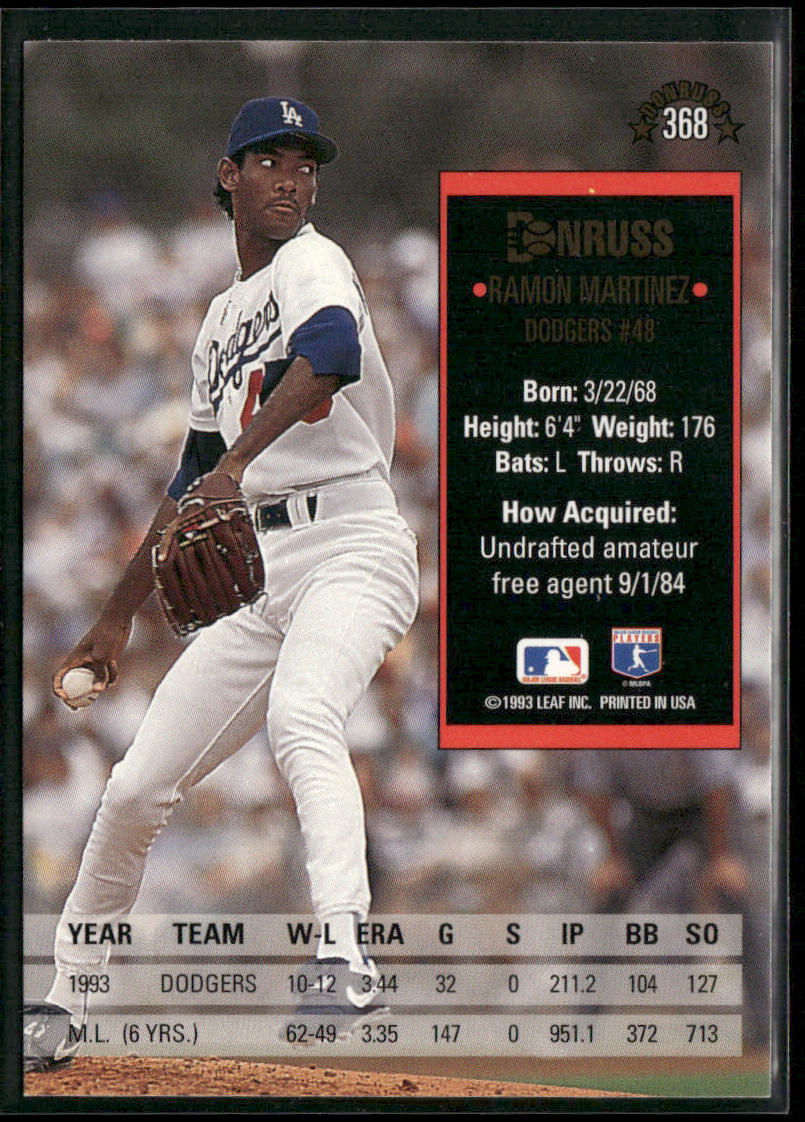 Ramon Martinez 1994 Donruss #368 Los Angeles Dodgers