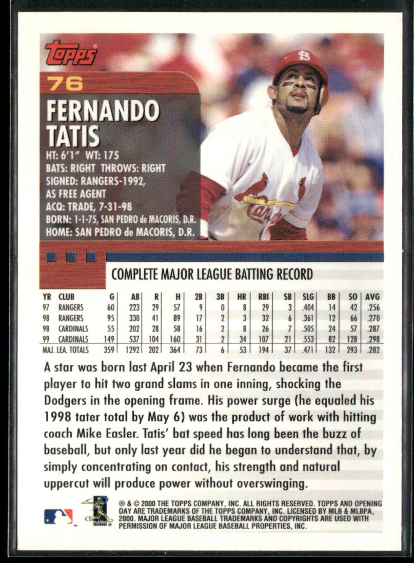 Fernando Tatis 2000 Topps Opening Day #76 St. Louis Cardinals