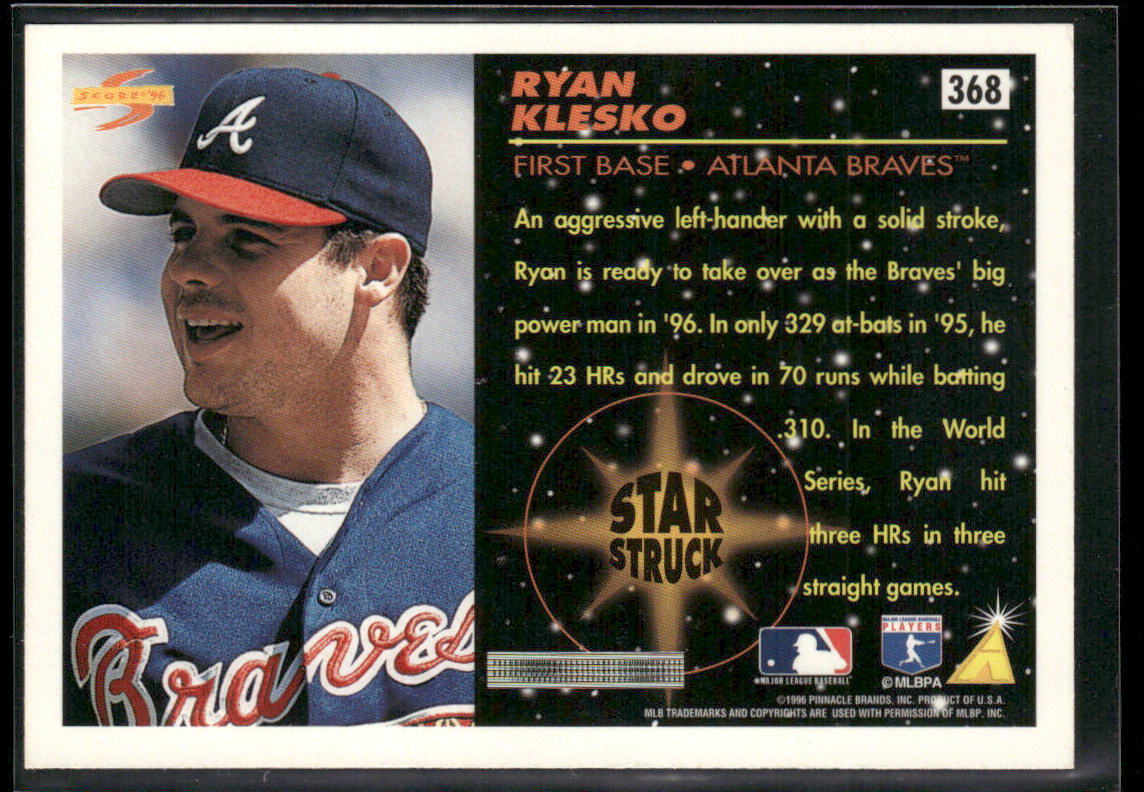 Ryan Klesko 1996 Score #368 Atlanta Braves