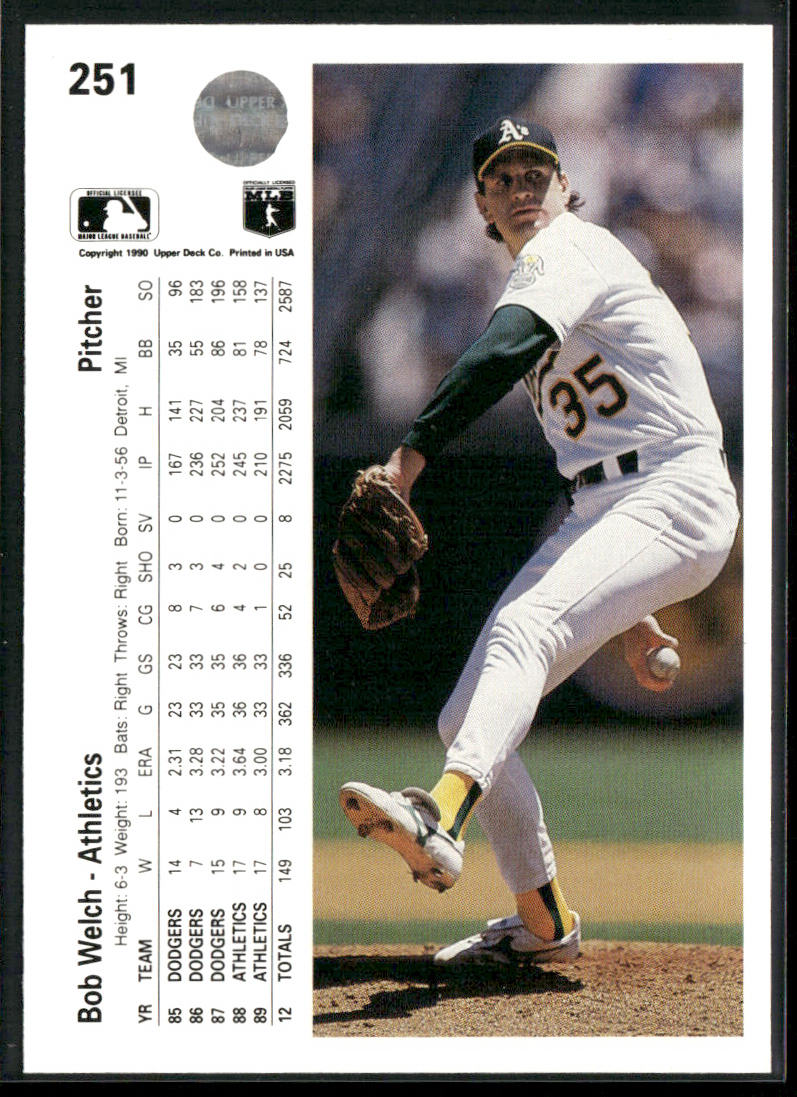Bob Welch 1990 Upper Deck #251 Oakland Athletics