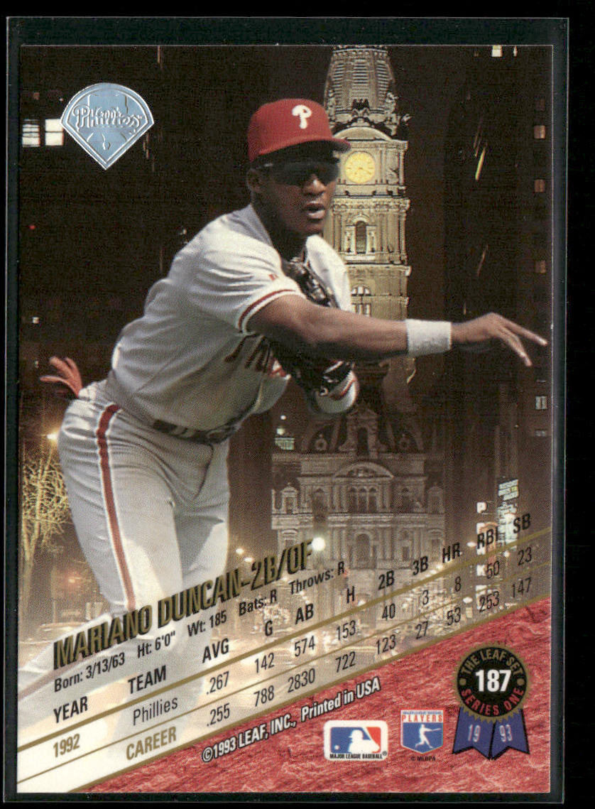 Mariano Duncan 1993 Leaf #187 Philadelphia Phillies