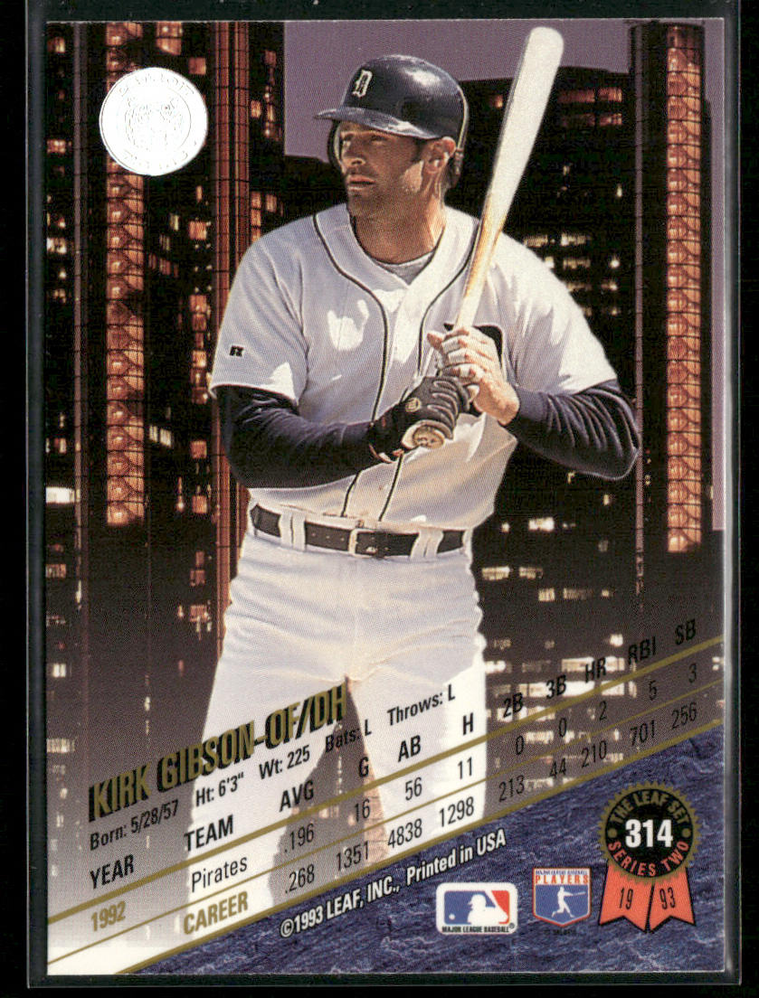 Kirk Gibson 1993 Leaf #314 Detroit Tigers
