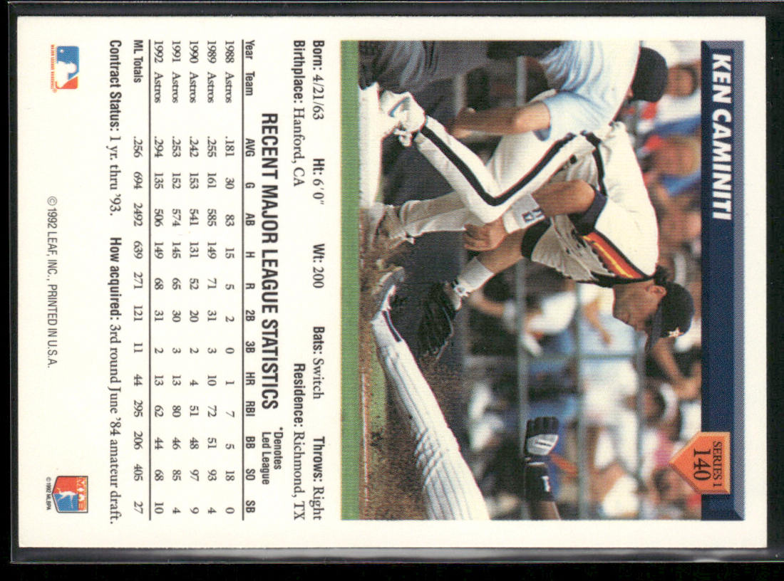 Ken Caminiti 1993 Donruss #140 Houston Astros