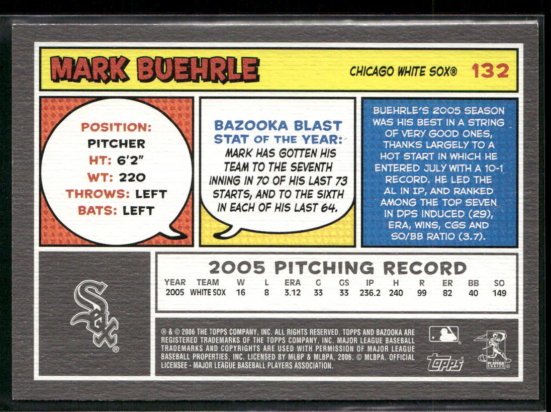 Mark Buehrle 2006 Bazooka #132 Chicago White Sox