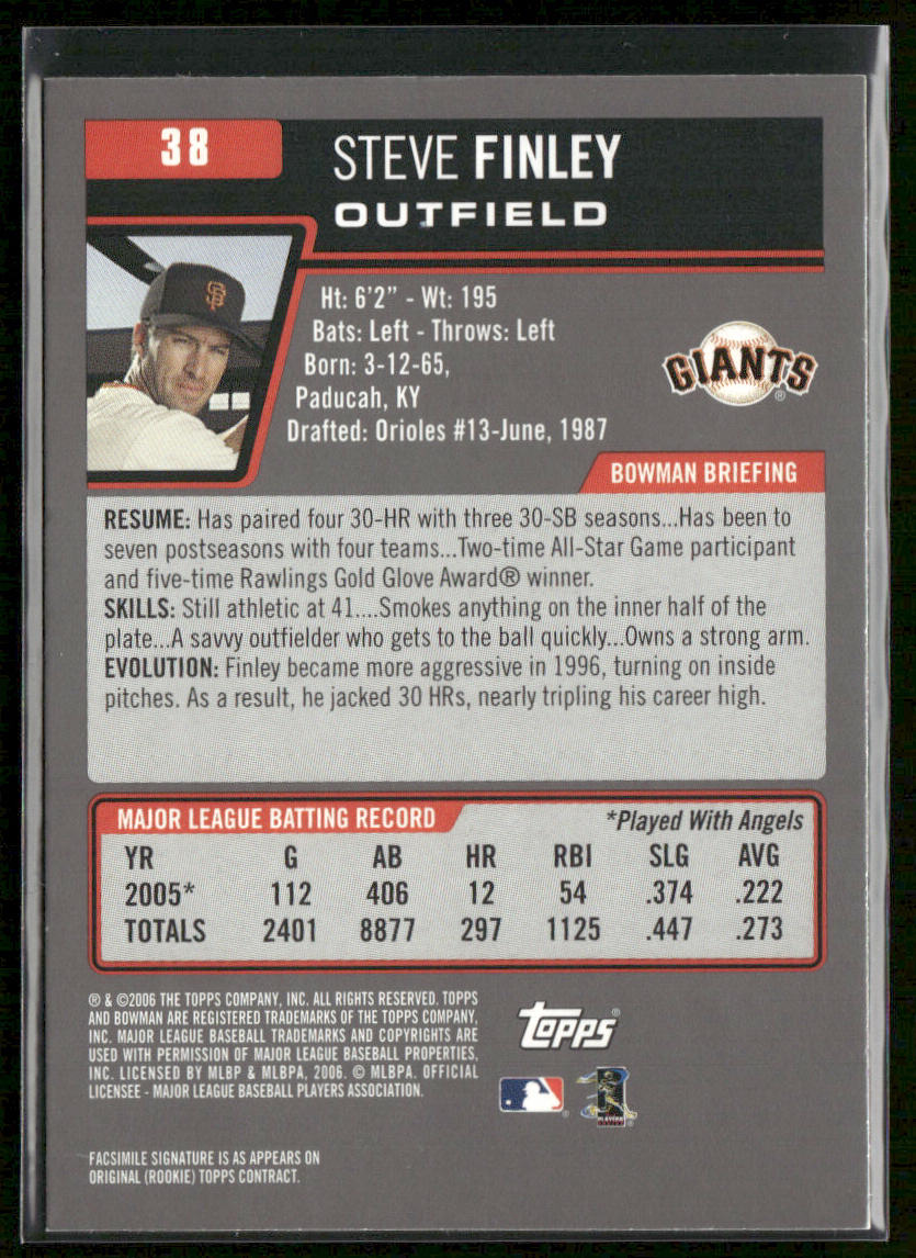 Steve Finley 2006 Bowman Gold #38 San Francisco Giants
