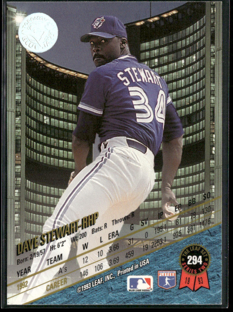 Dave Stewart 1993 Leaf #294 Toronto Blue Jays