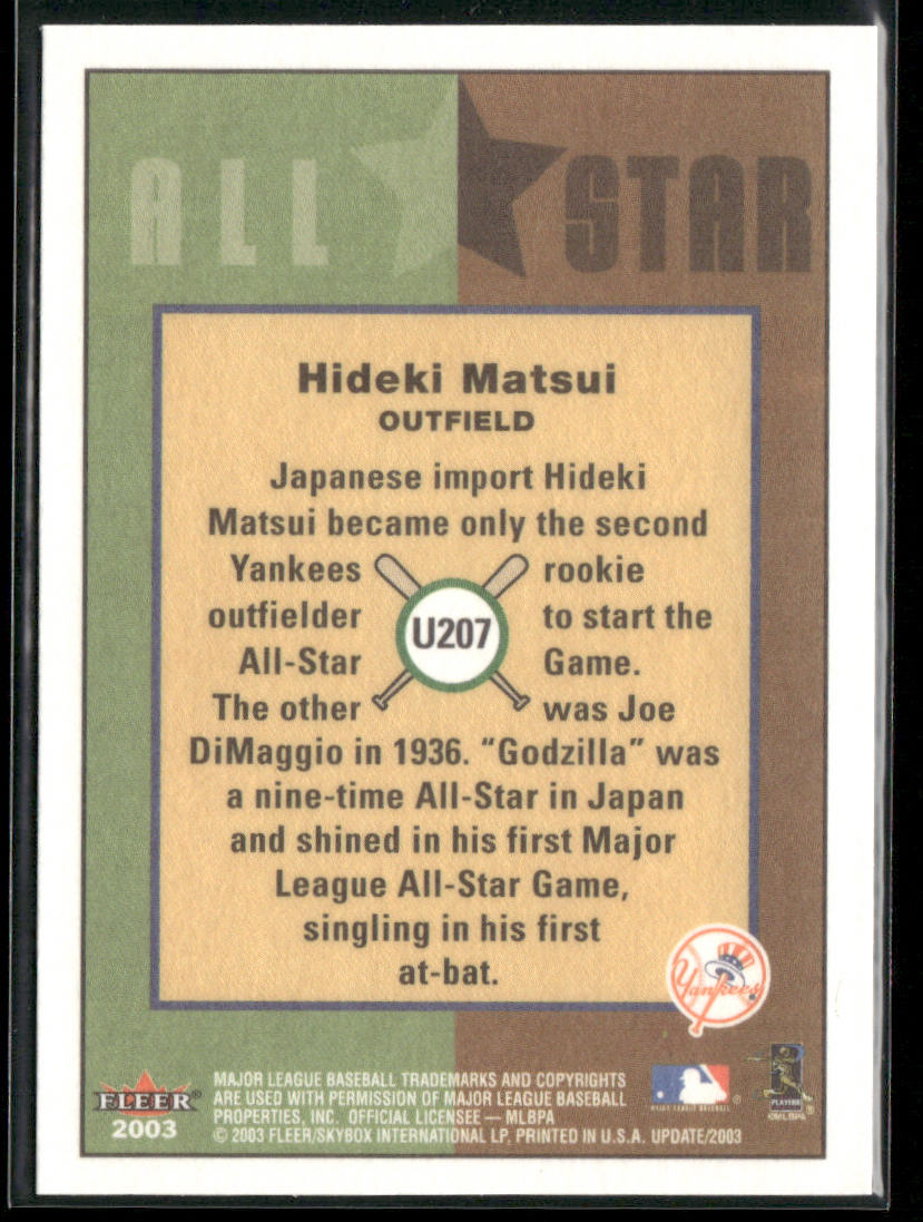 Hideki Matsui 2003 Fleer Tradition Update #U207 New York Yankees