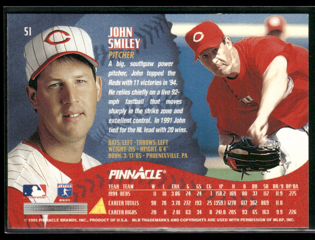 John Smiley 1995 Pinnacle #51 Cincinnati Reds