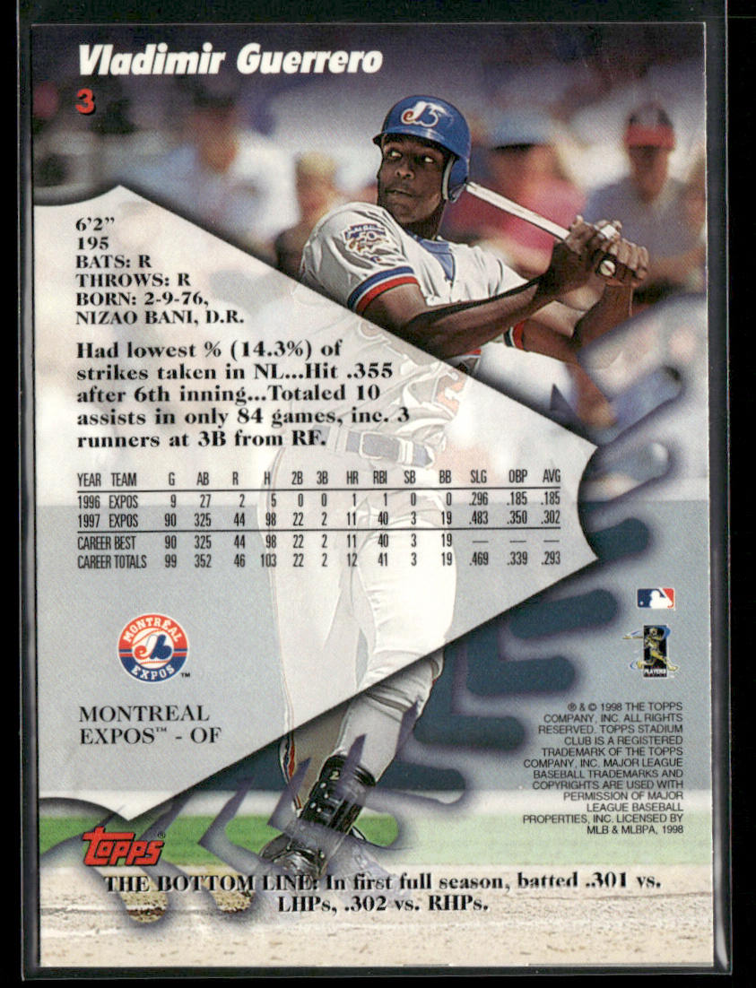 Vladimir Guerrero 1998 Stadium Club #3 Montreal Expos