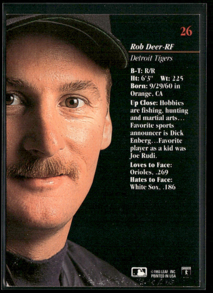 Rob Deer 1993 Studio #26 Detroit Tigers