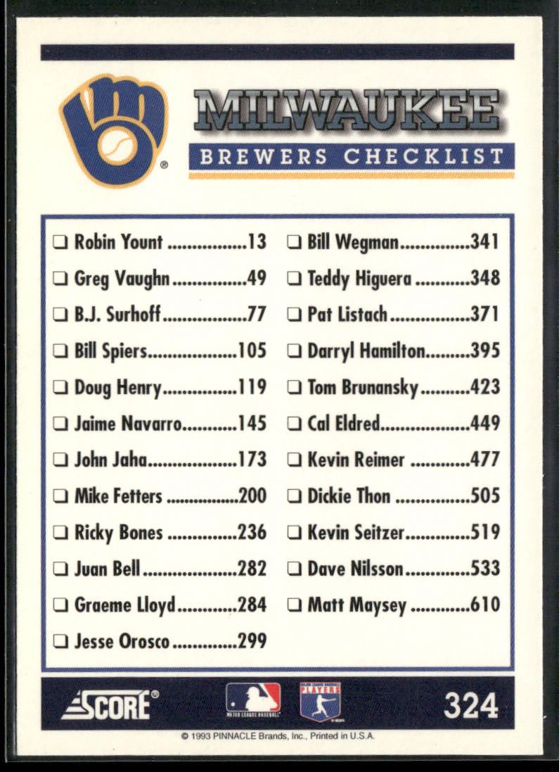 Milwaukee Brewers 1994 Score #324 Milwaukee Brewers