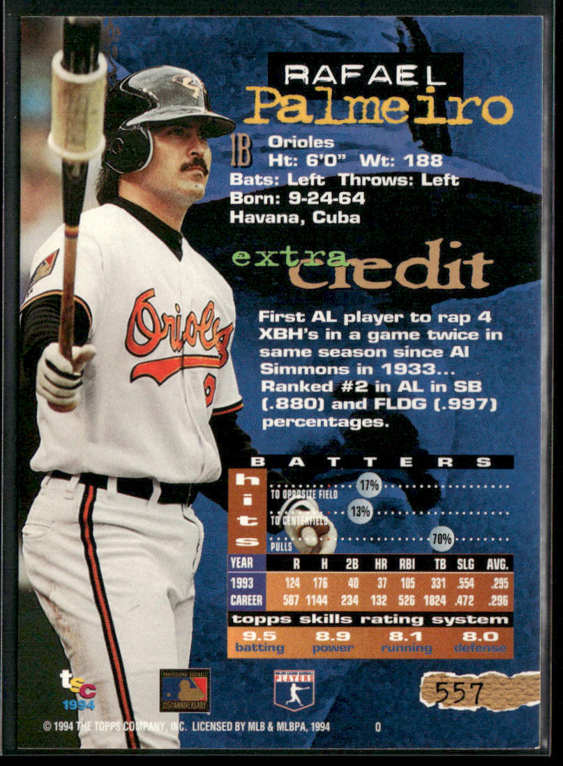 Rafael Palmeiro 1994 Stadium Club Golden Rainbow #557 Baltimore Orioles