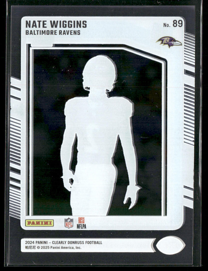 Nate Wiggins 2024 Clearly Donruss #89 RC Baltimore Ravens