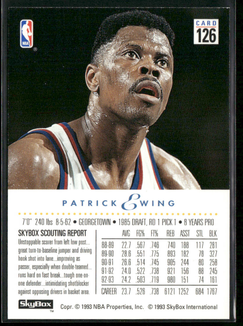 Patrick Ewing 1993-94 SkyBox Premium #126 New York Knicks