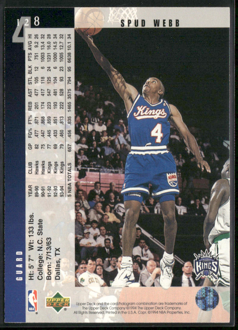 Spud Webb 1994-95 Upper Deck #128 Sacramento Kings